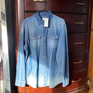 Mens NWT Jack & Jones Indigo Faded Blue denim shirt, size XL.
